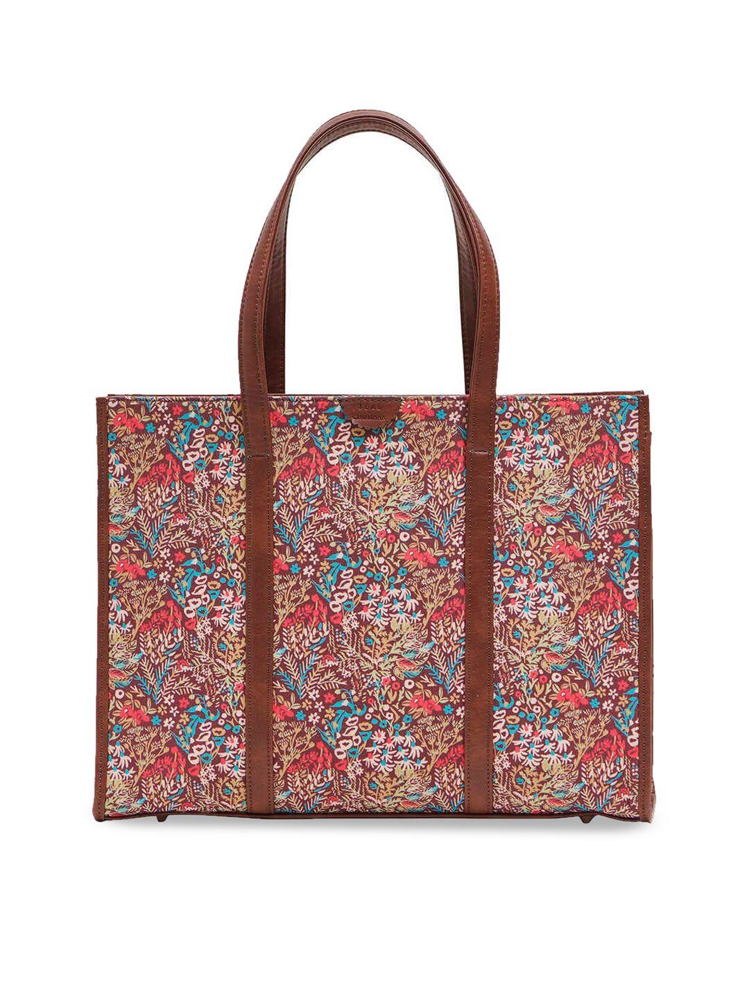 teal by chumbak floral printed oversized shopper tote bag