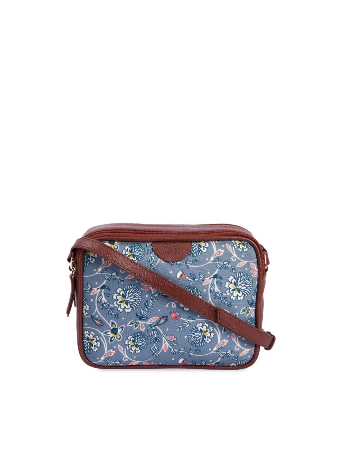 teal by chumbak floral printed structured sling bag