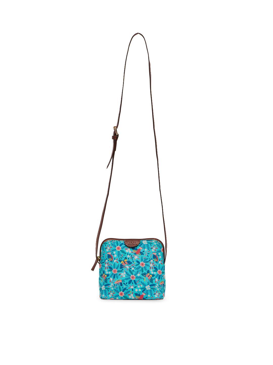 teal by chumbak floral printed swagger sling bag