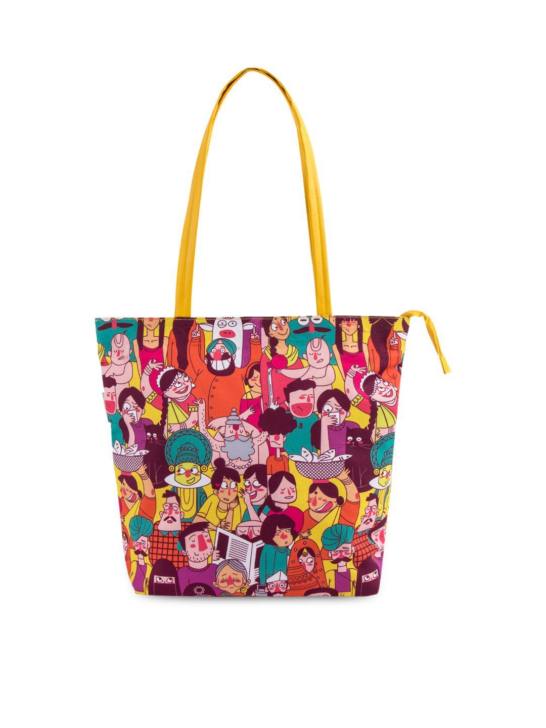 teal by chumbak multicoloured printed tote bag