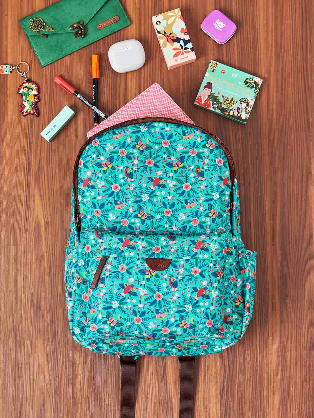 teal by chumbak women floral printed backpack