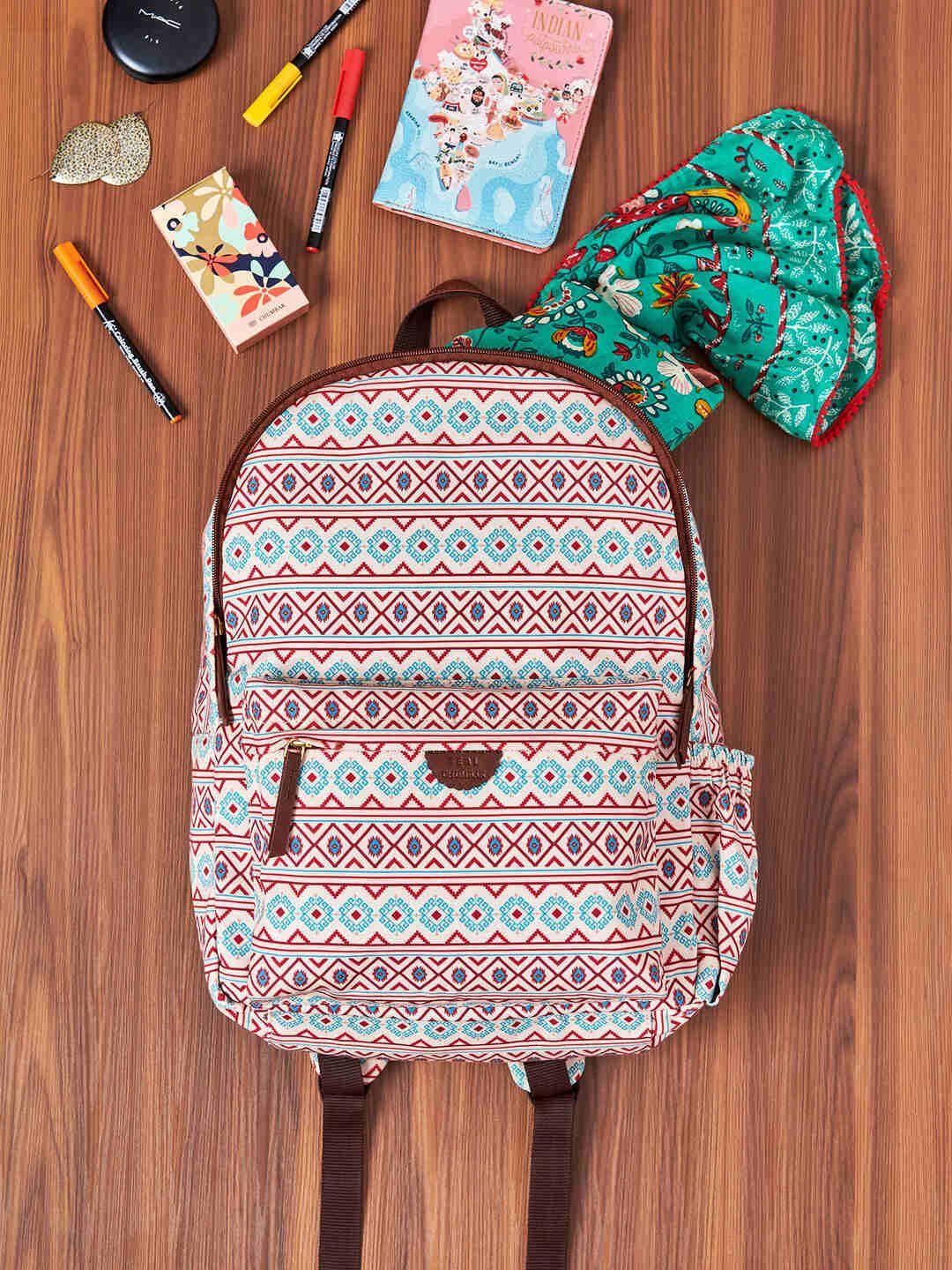 teal by chumbak women geometric printed backpack