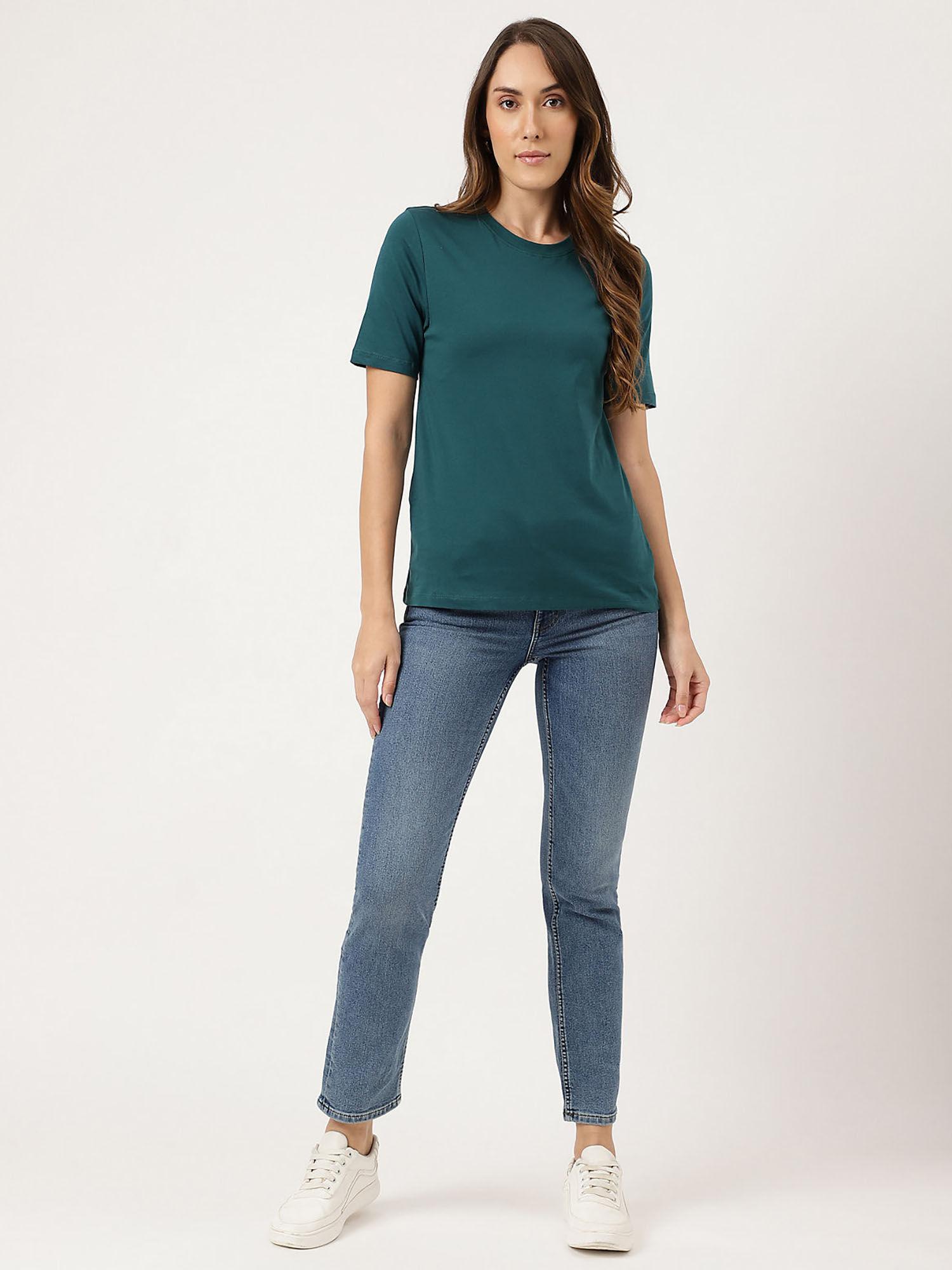 teal cotton rich fitted t-shirt