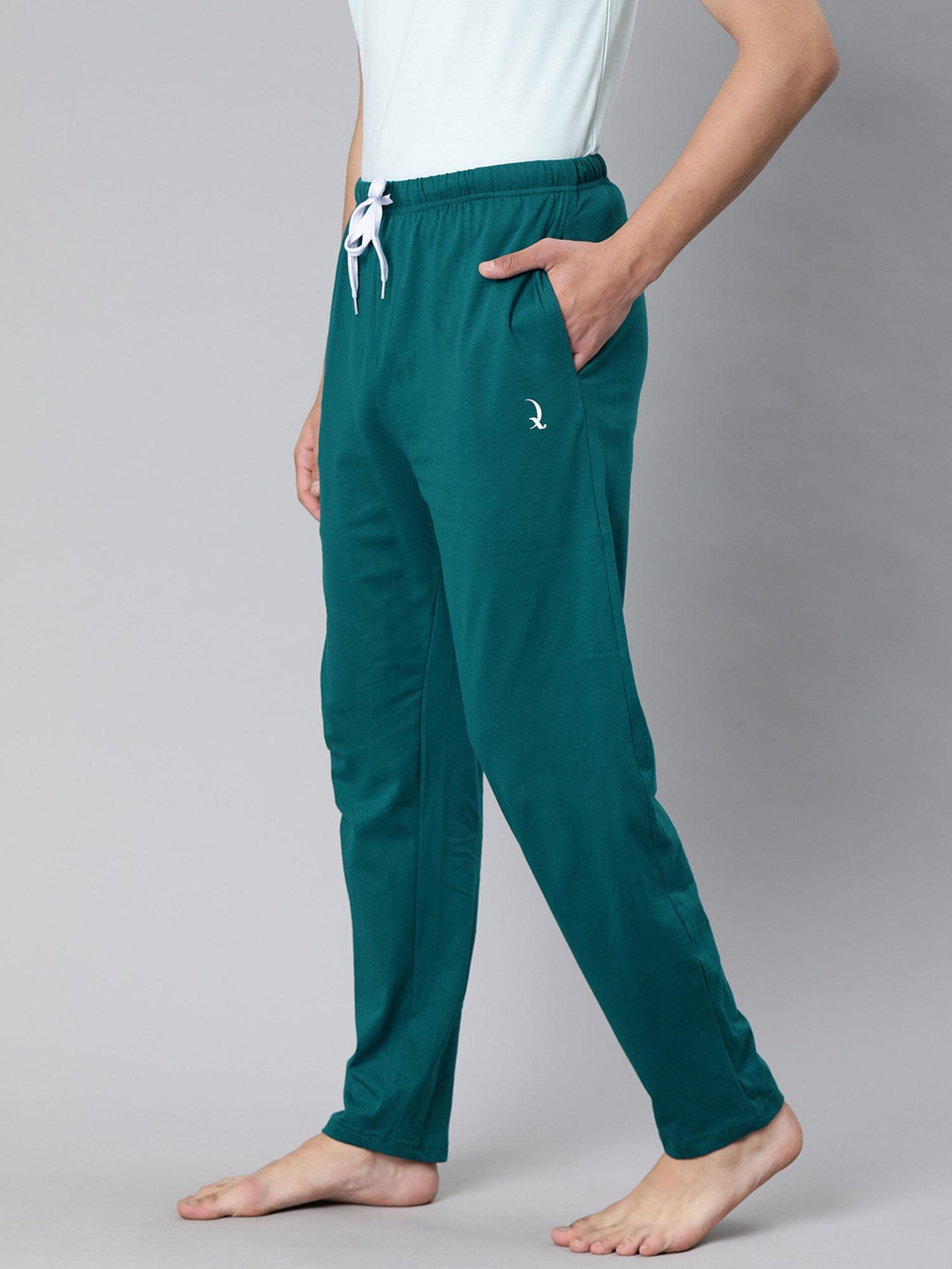 teal cotton track pant