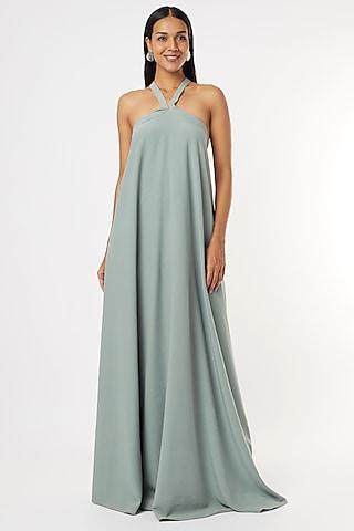 teal grey micro maxi dress