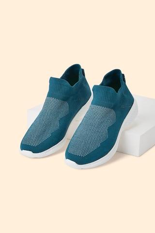 teal knitted upper casual women sport shoes