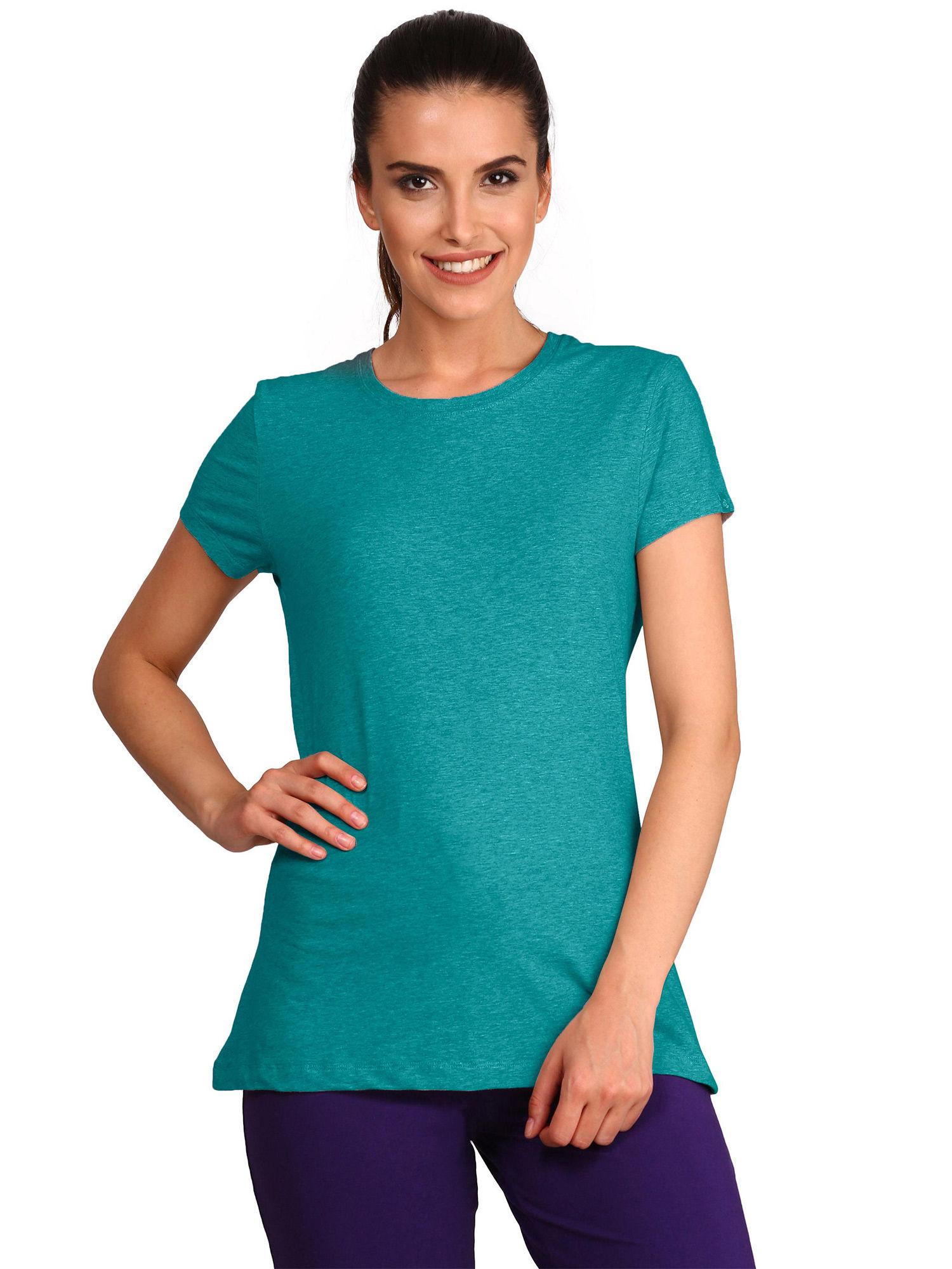 teal melange round neck t-shirt