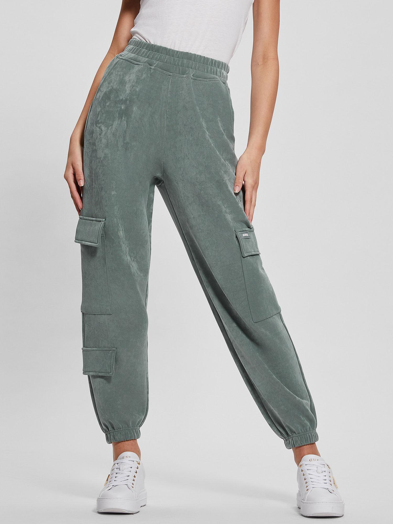 teal mid rise cuffed leg cargo pant