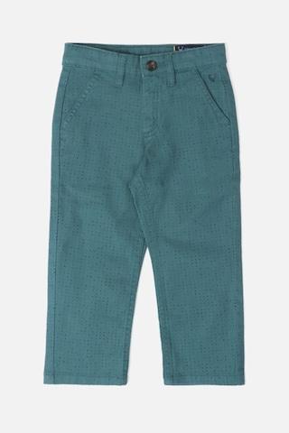 teal print casual boys slim fit trousers