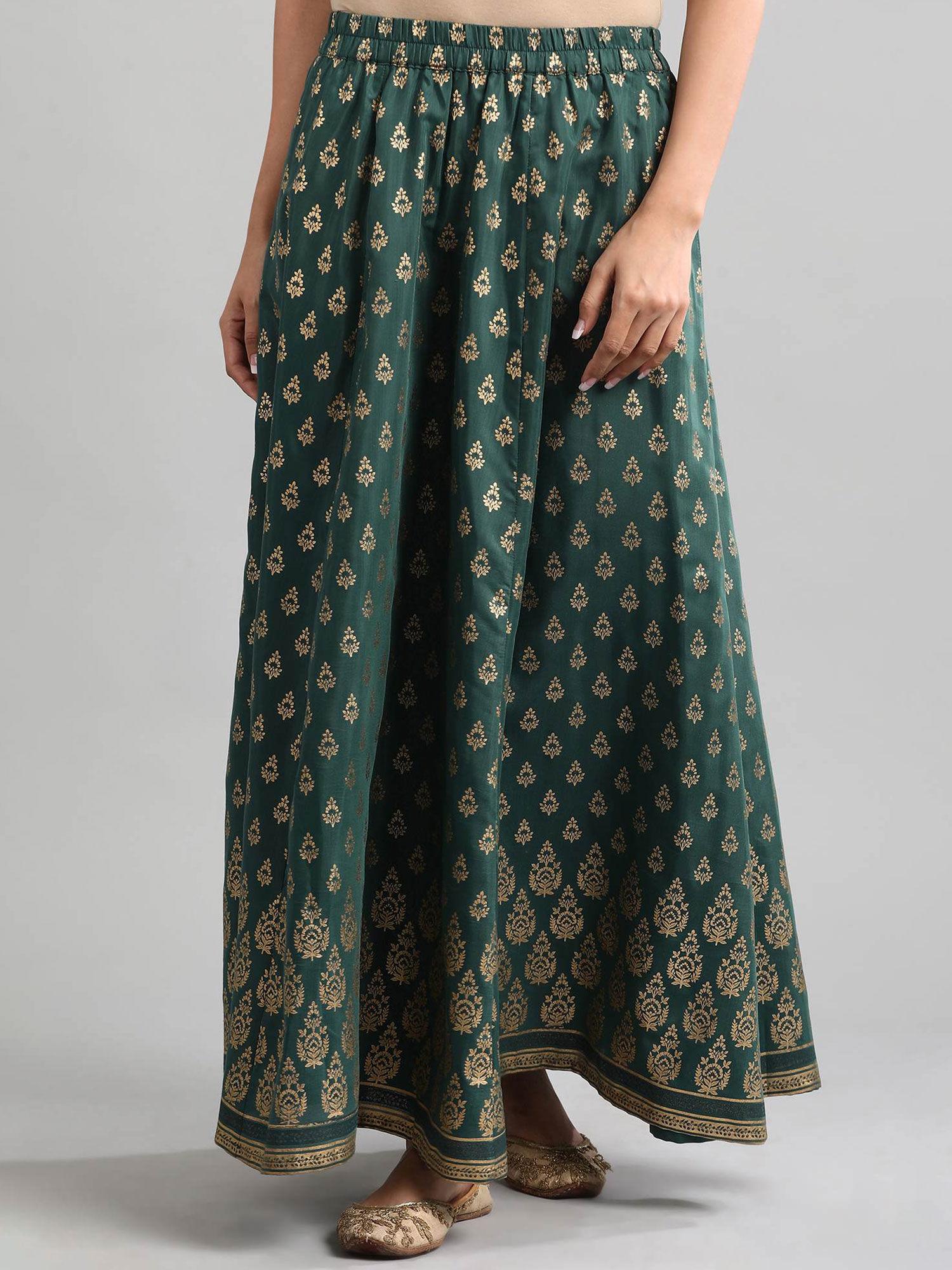 teal printed skirt