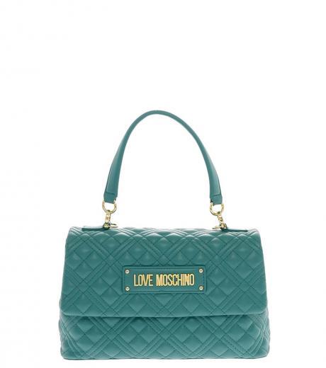 teal quilted small satchel