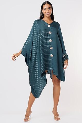 teal satin tunic