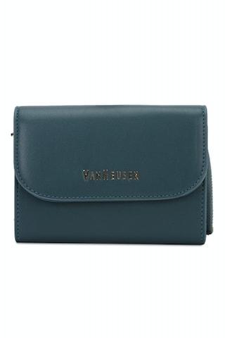 teal solid formal leather women wallet