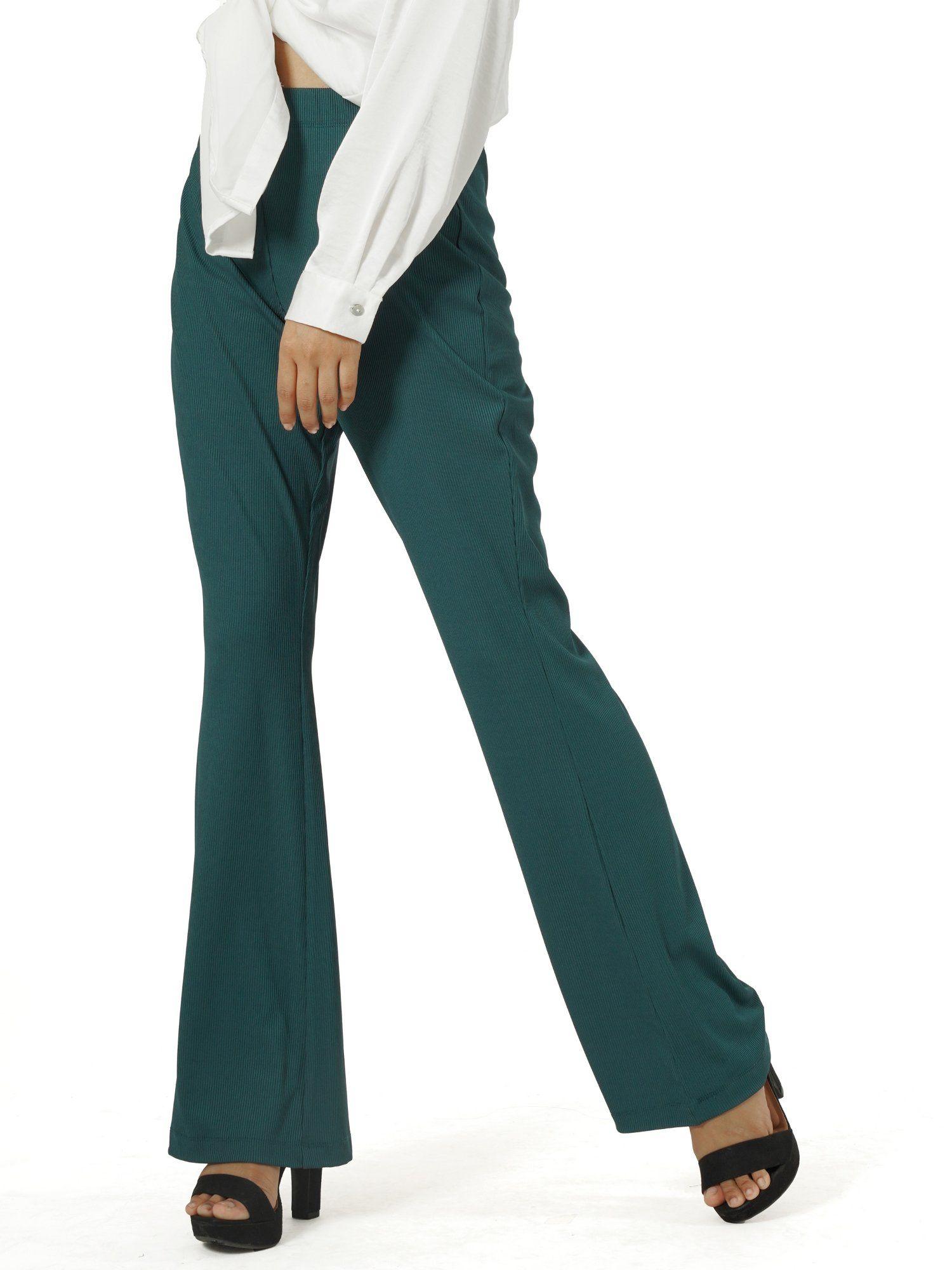 teal solid jersey knit pants