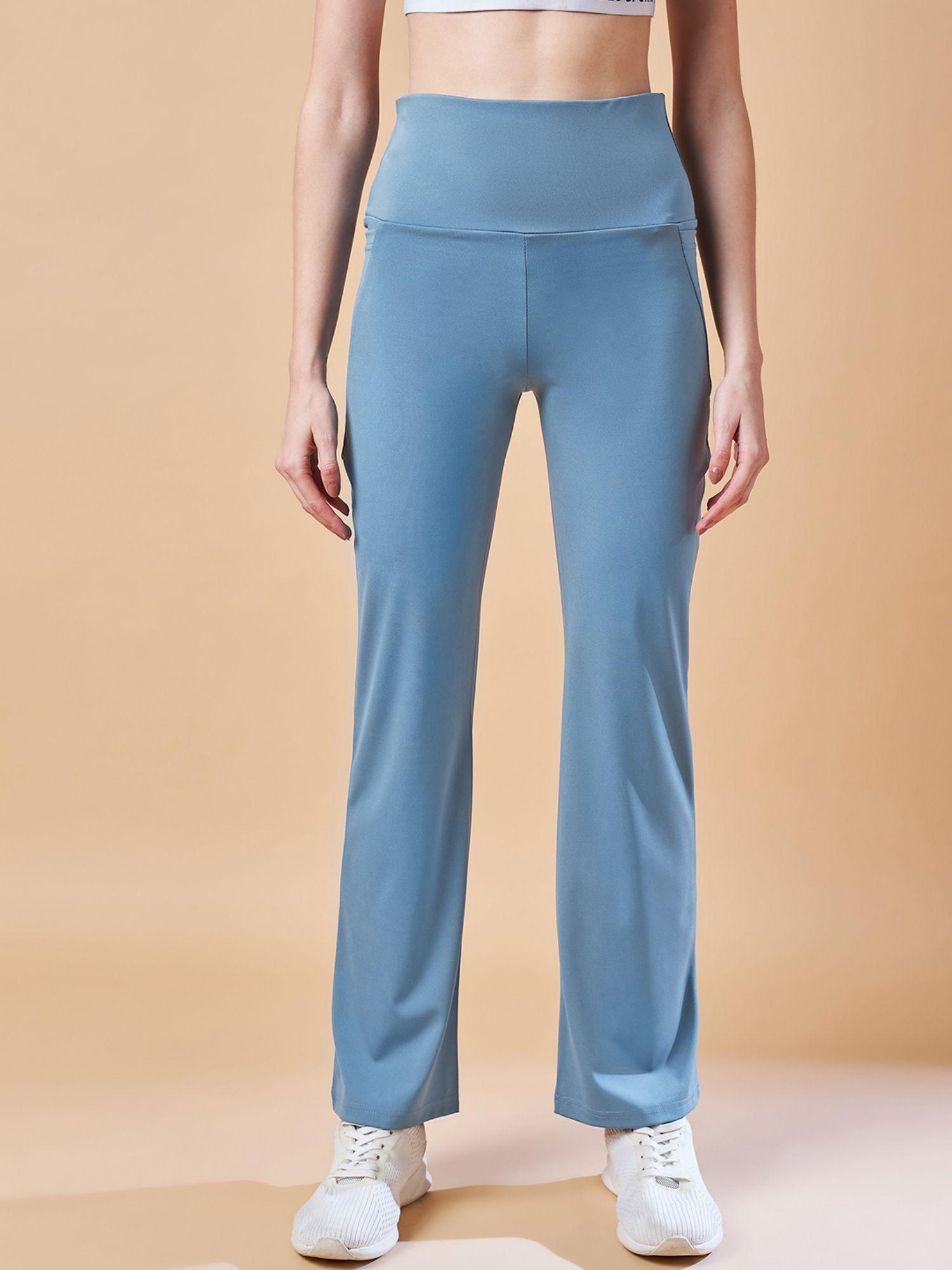 teal solid track pant