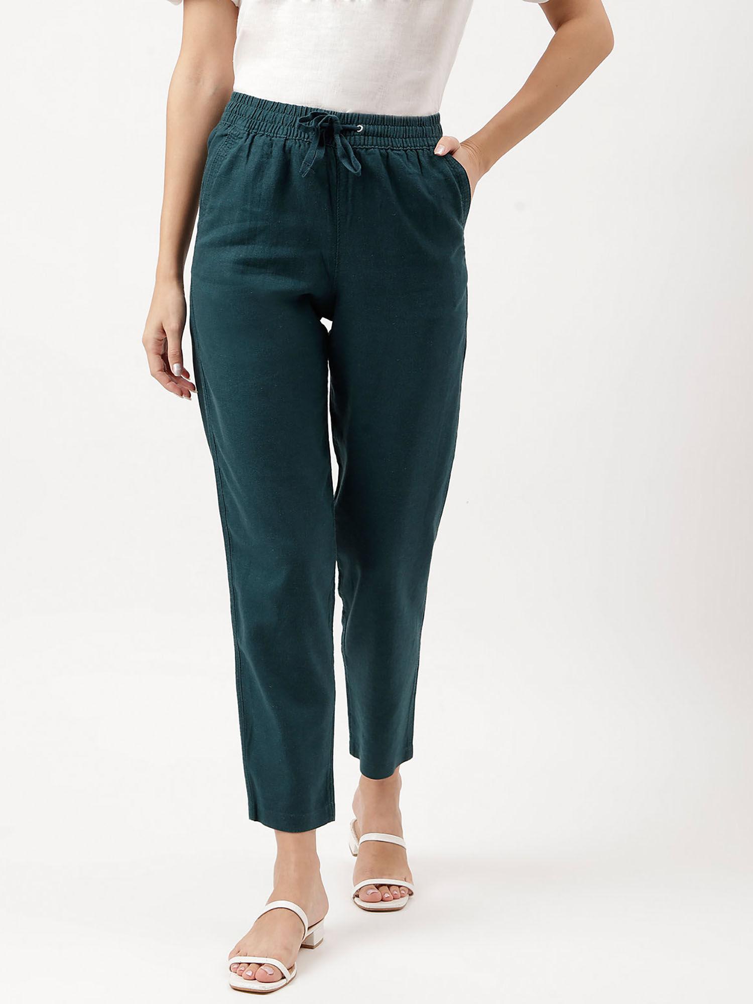 teal solid trouser