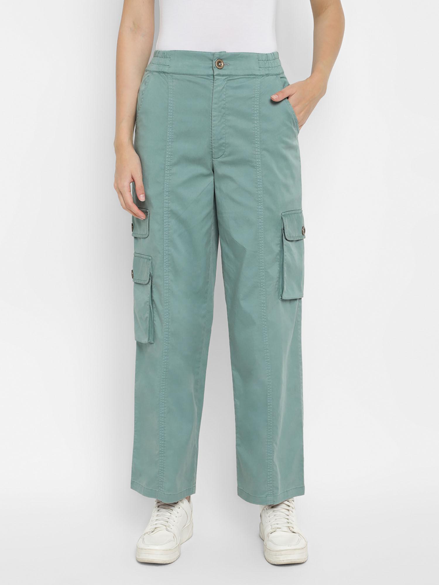 teal washed twill trousers