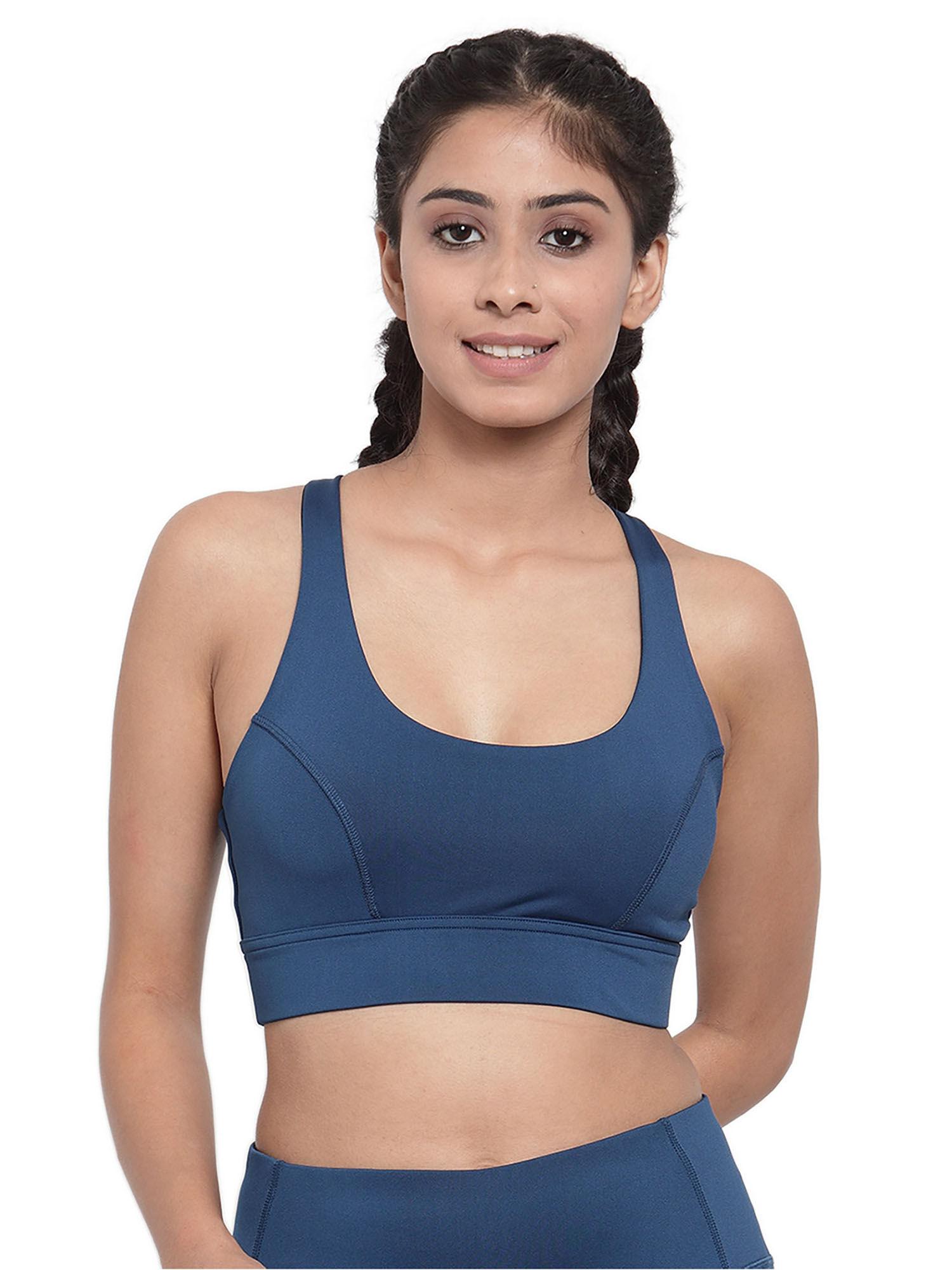 teal womens cross strap sports bra