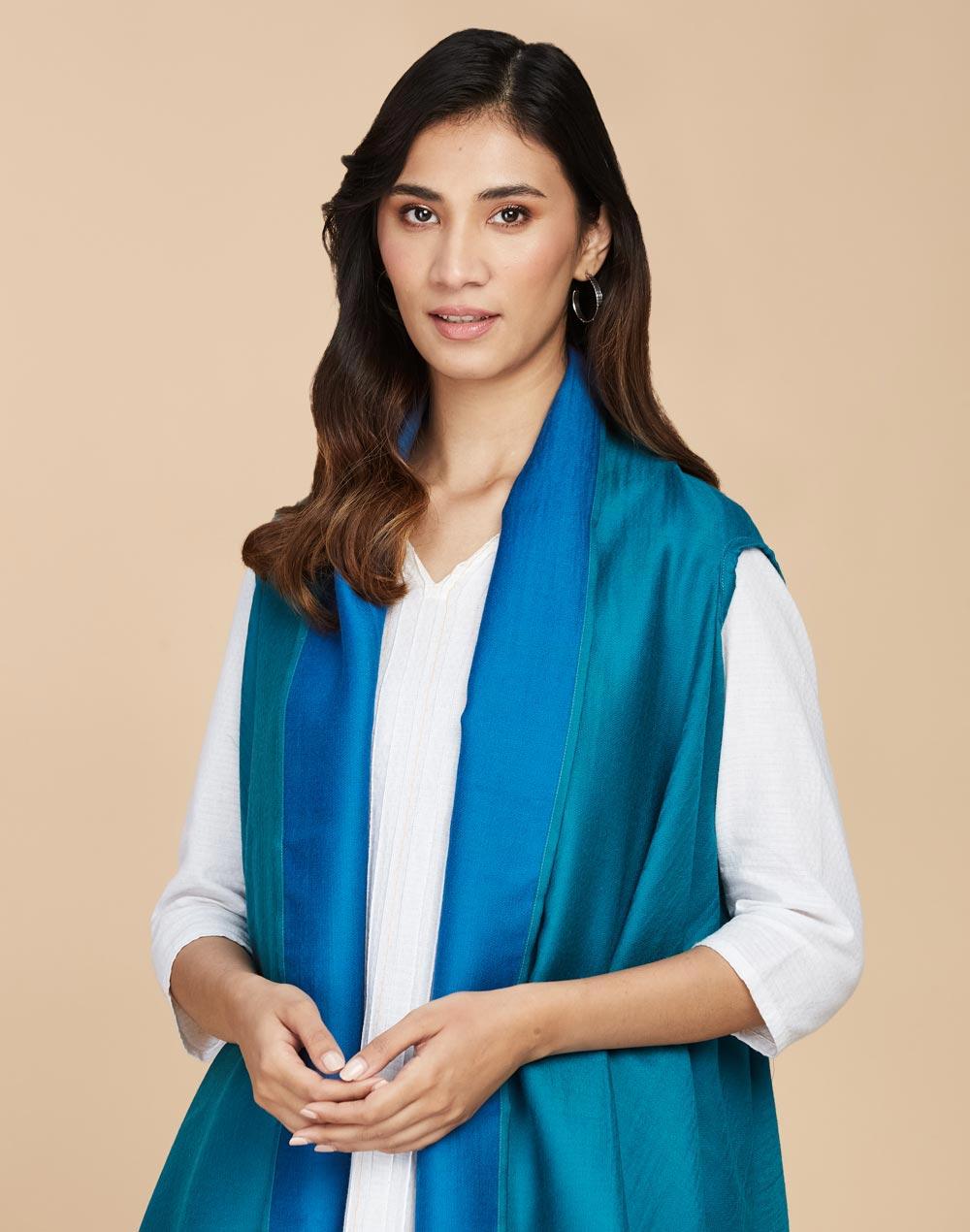 teal wool woven wrap
