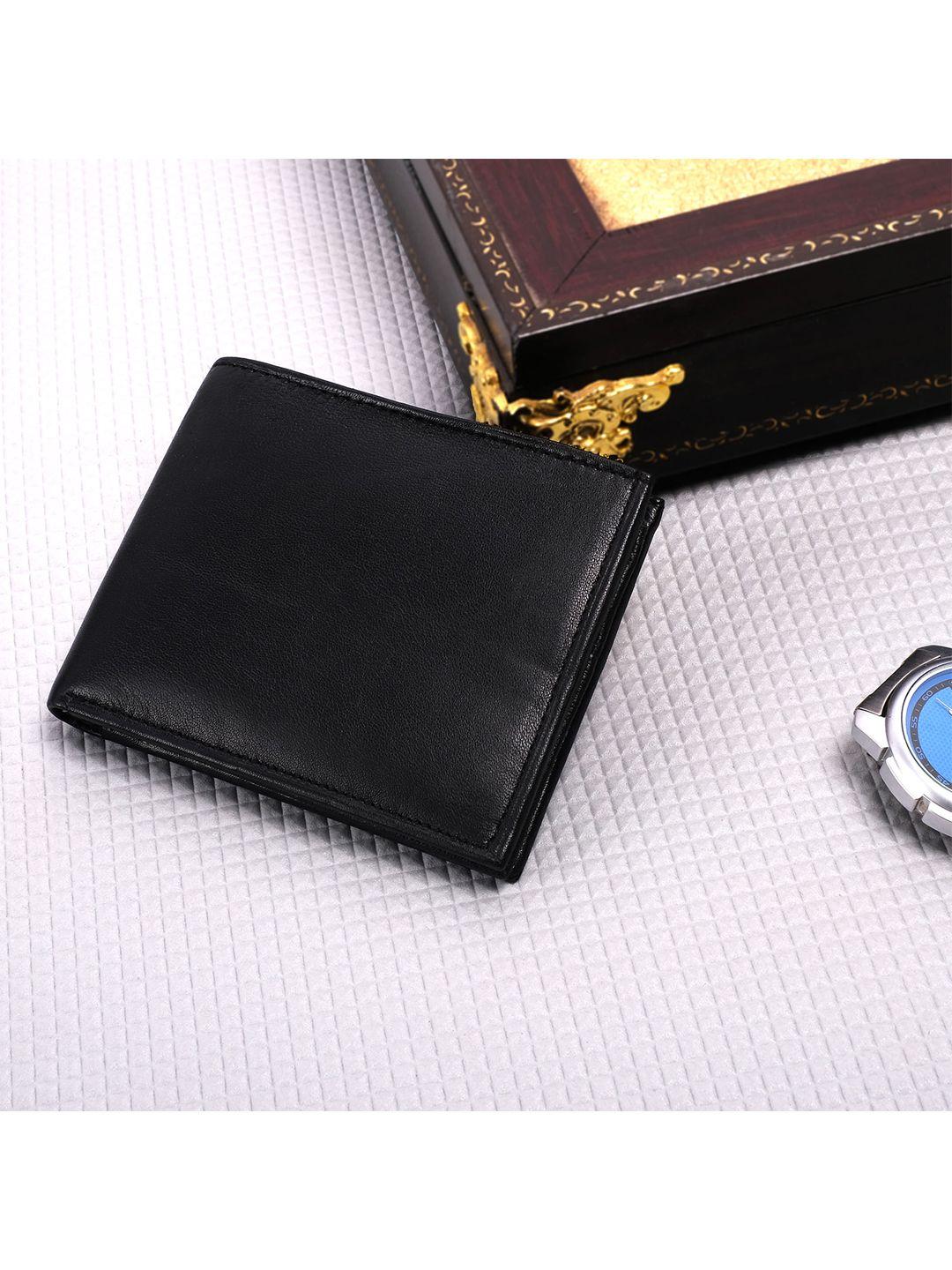 team 11 men black leather two fold wallet