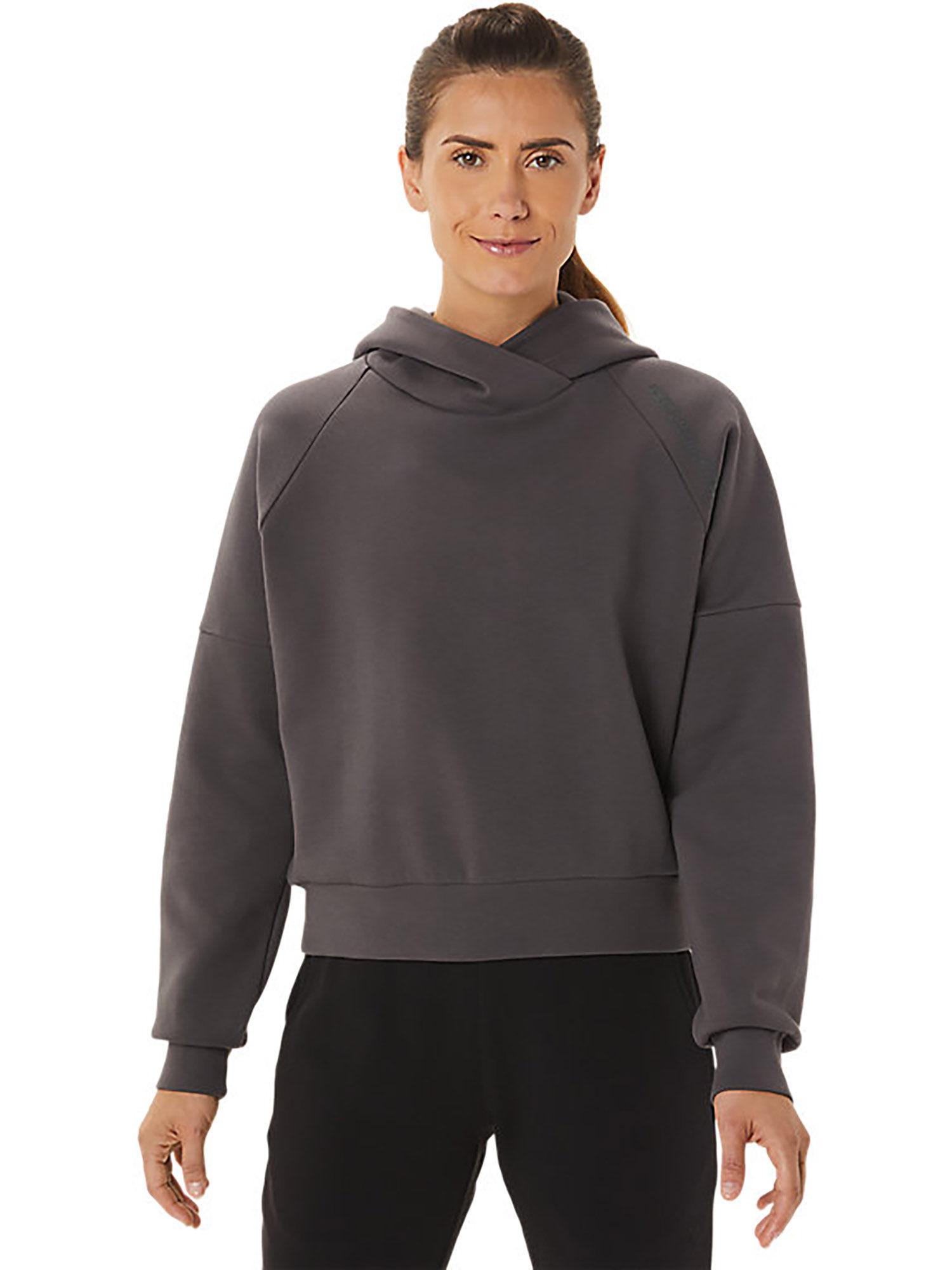 tech knit pullover grey women's hoodie