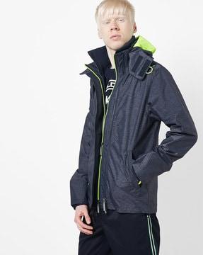 technical hooded zip-front windcheater