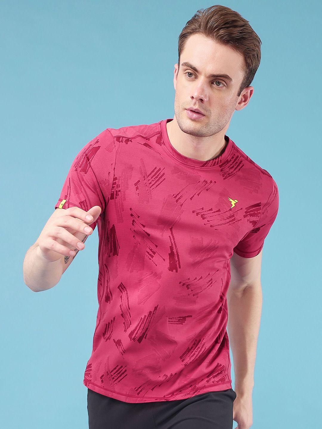 technosport abstract printed antimicrobial slim fit t-shirt