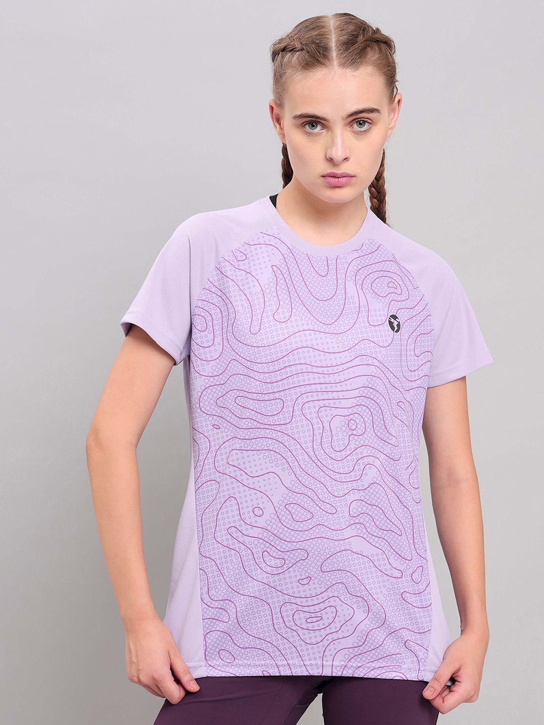 technosport antimicrobial abstract printed round neck slim fit t-shirts