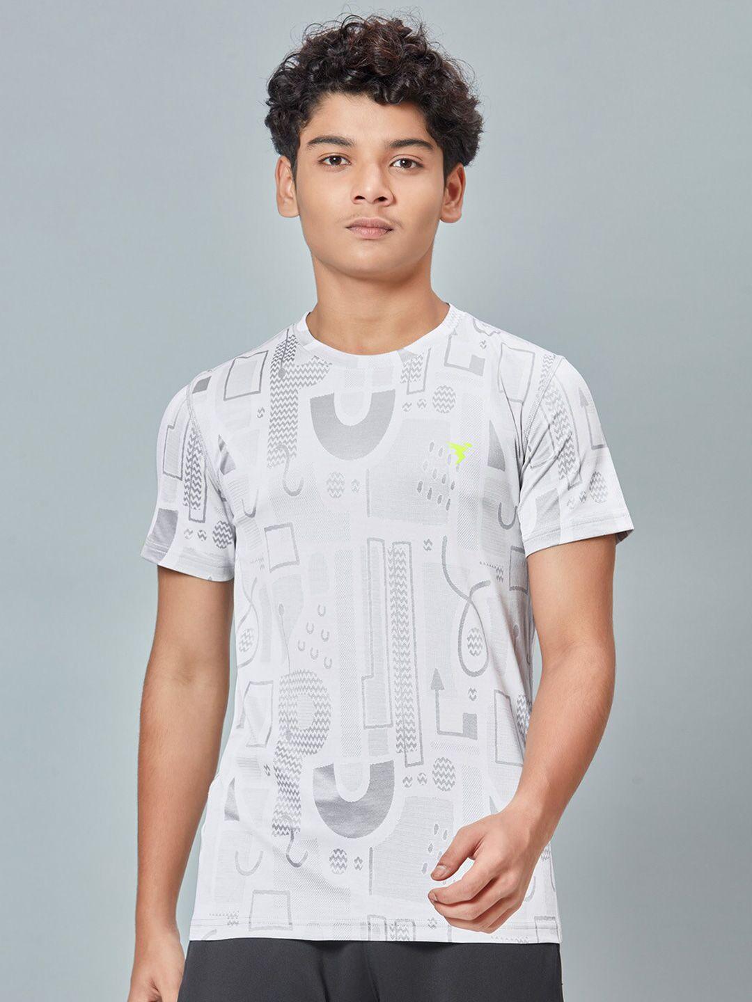 technosport boys geometric printed antimicrobial slim fit sports t-shirt