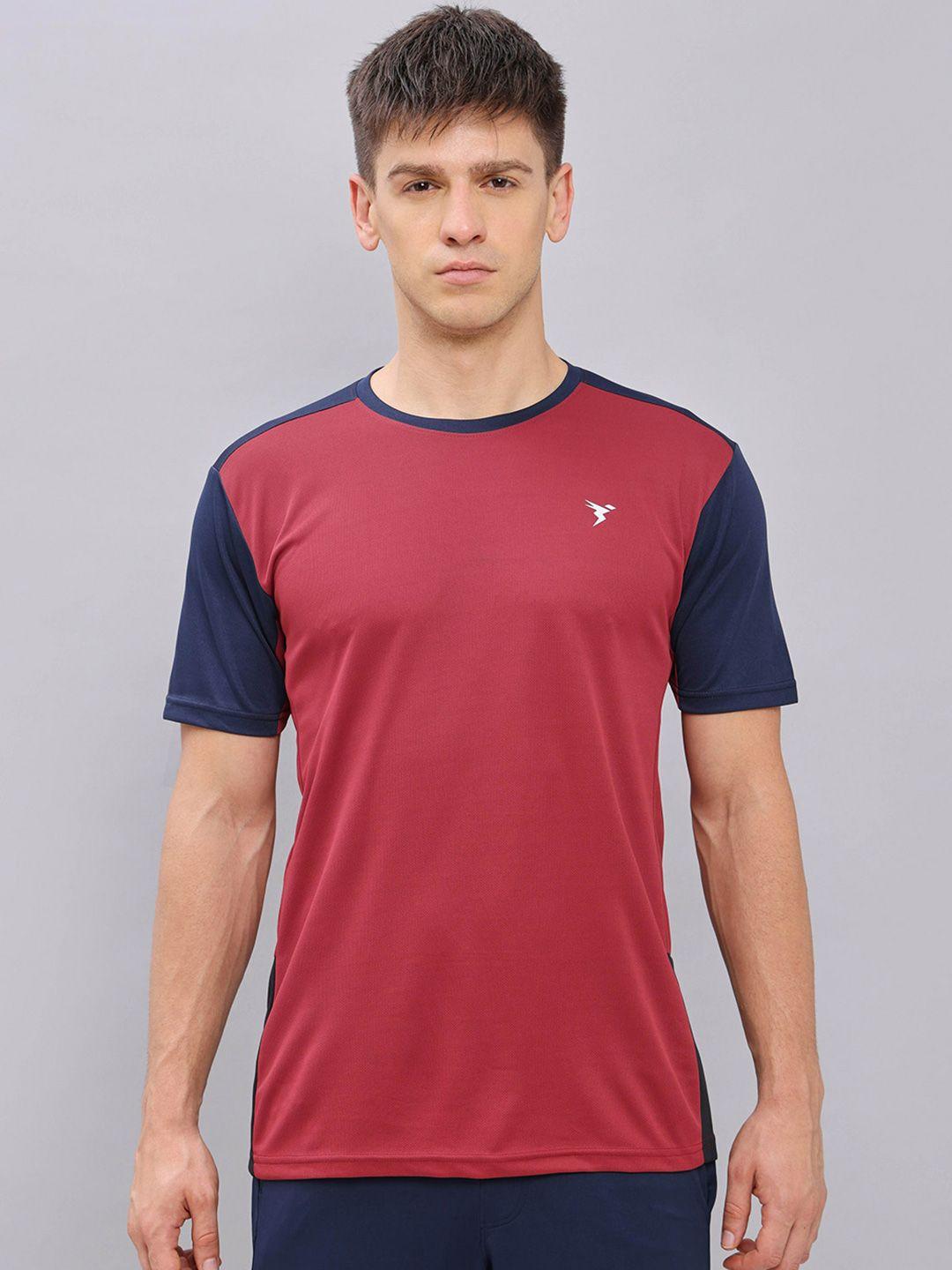 technosport colourblocked antimicrobial training or gym slim fit t-shirt