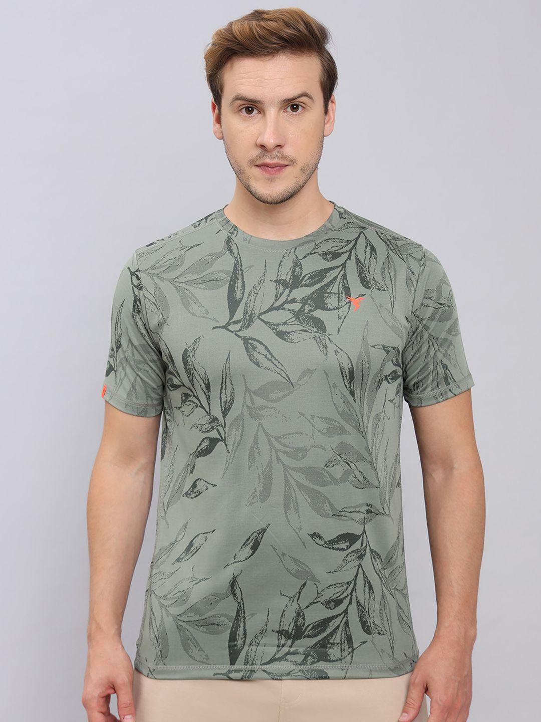 technosport floral printed antimicrobial slim fit cotton t-shirt