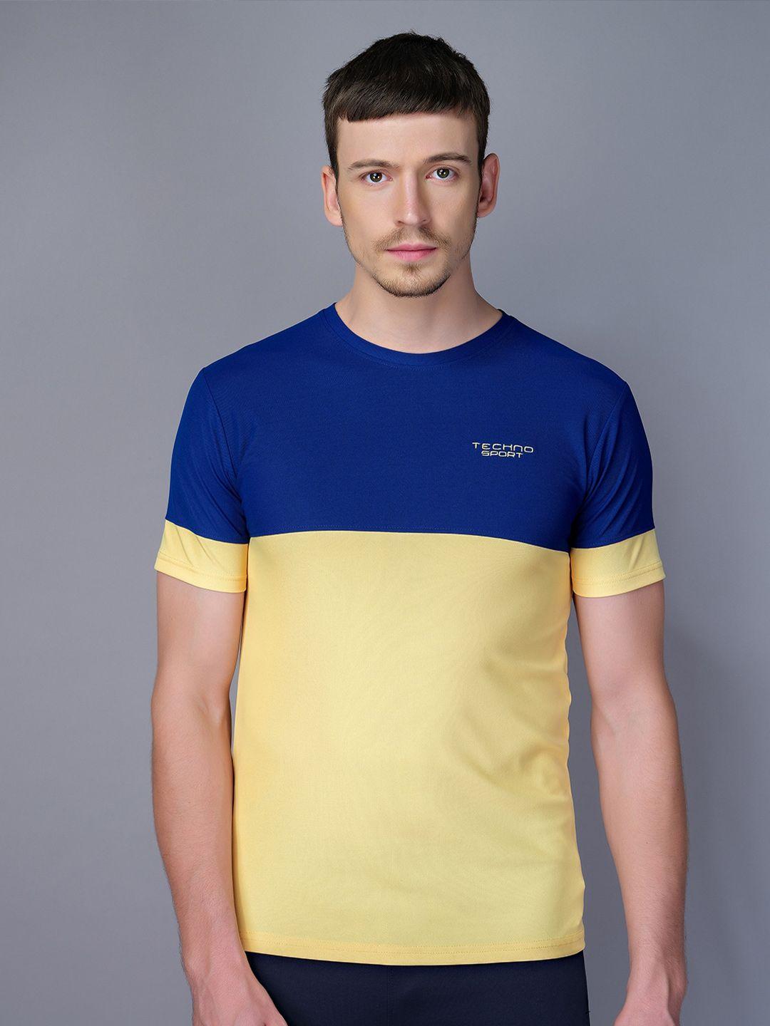 technosport men colourblocked antimicrobial t-shirt