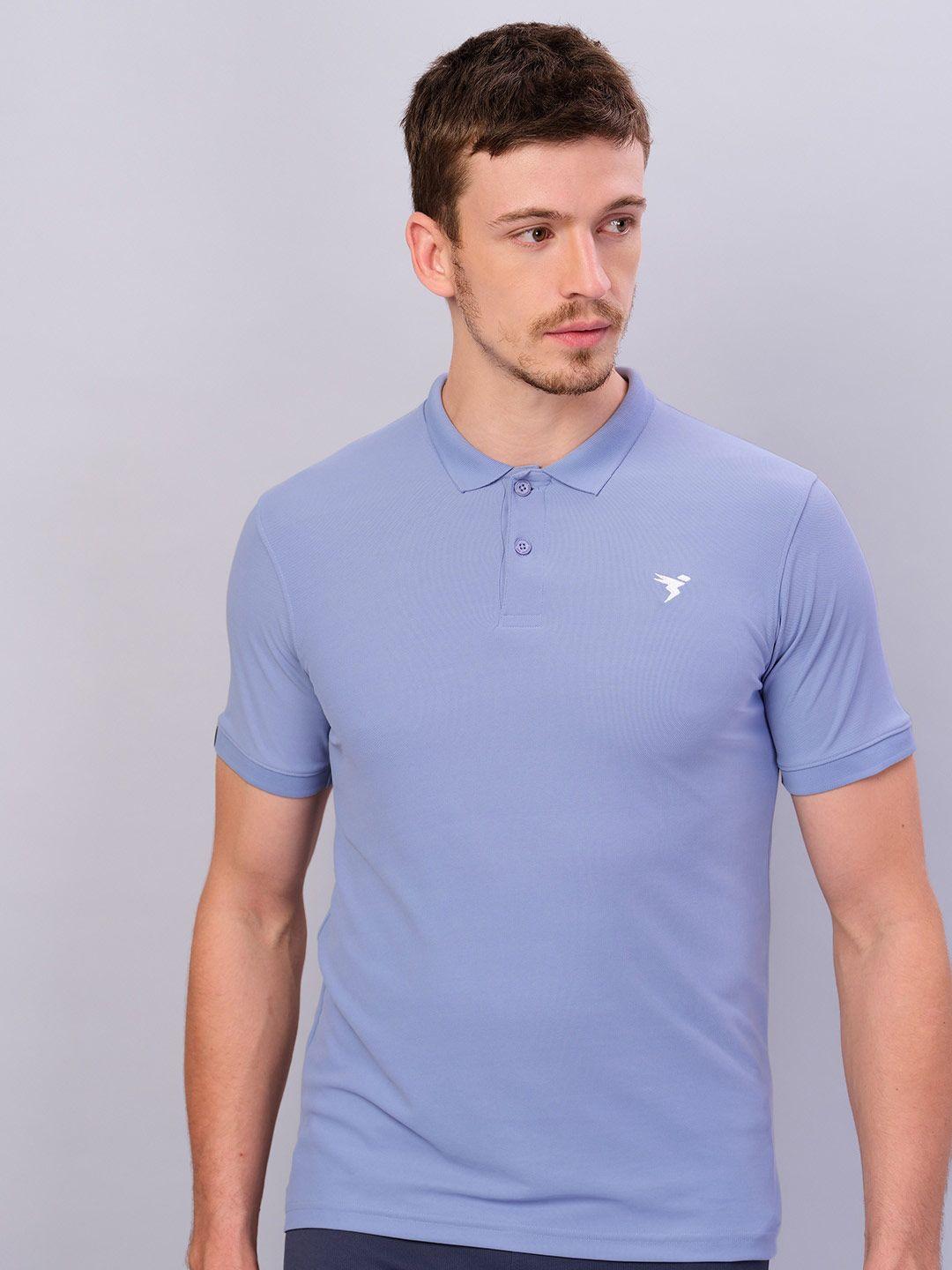 technosport men polo collar antimicrobial slim fit t-shirt