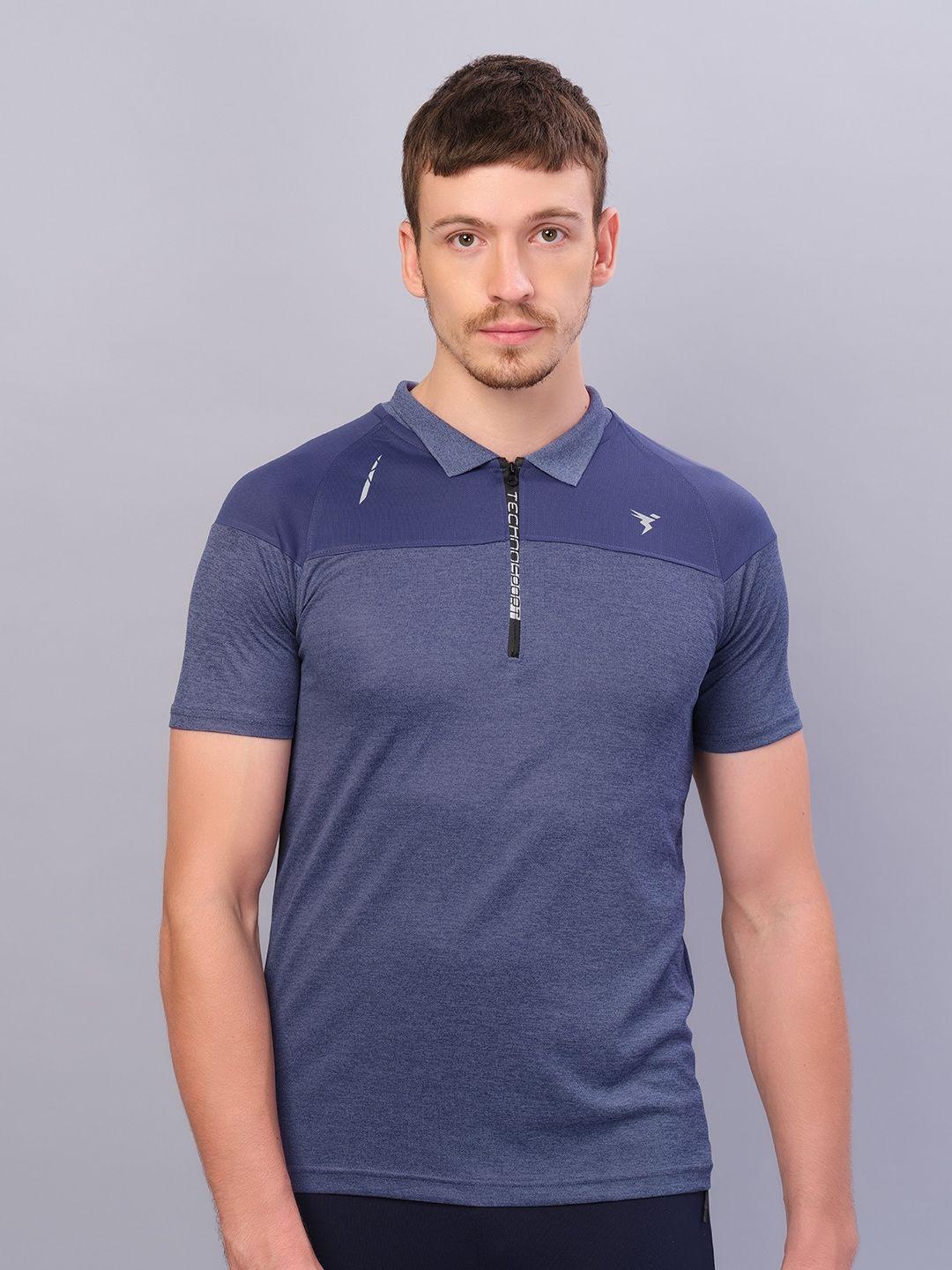 technosport men polo collar antimicrobial t-shirt