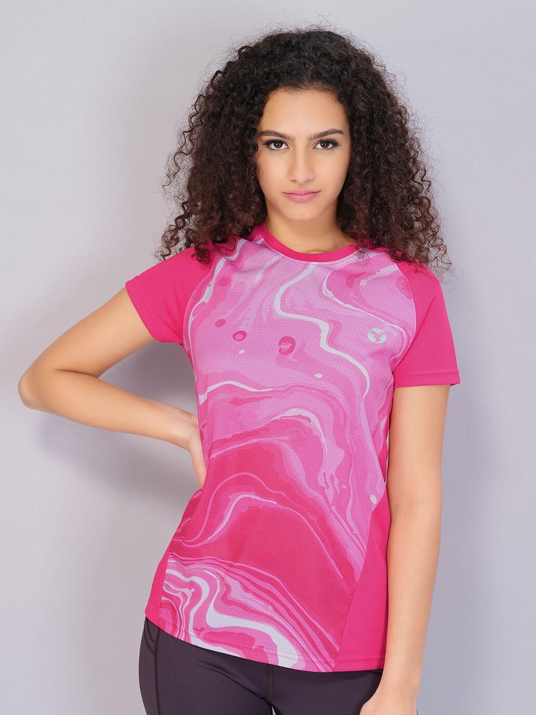 technosport women magenta printed antimicrobial t-shirt