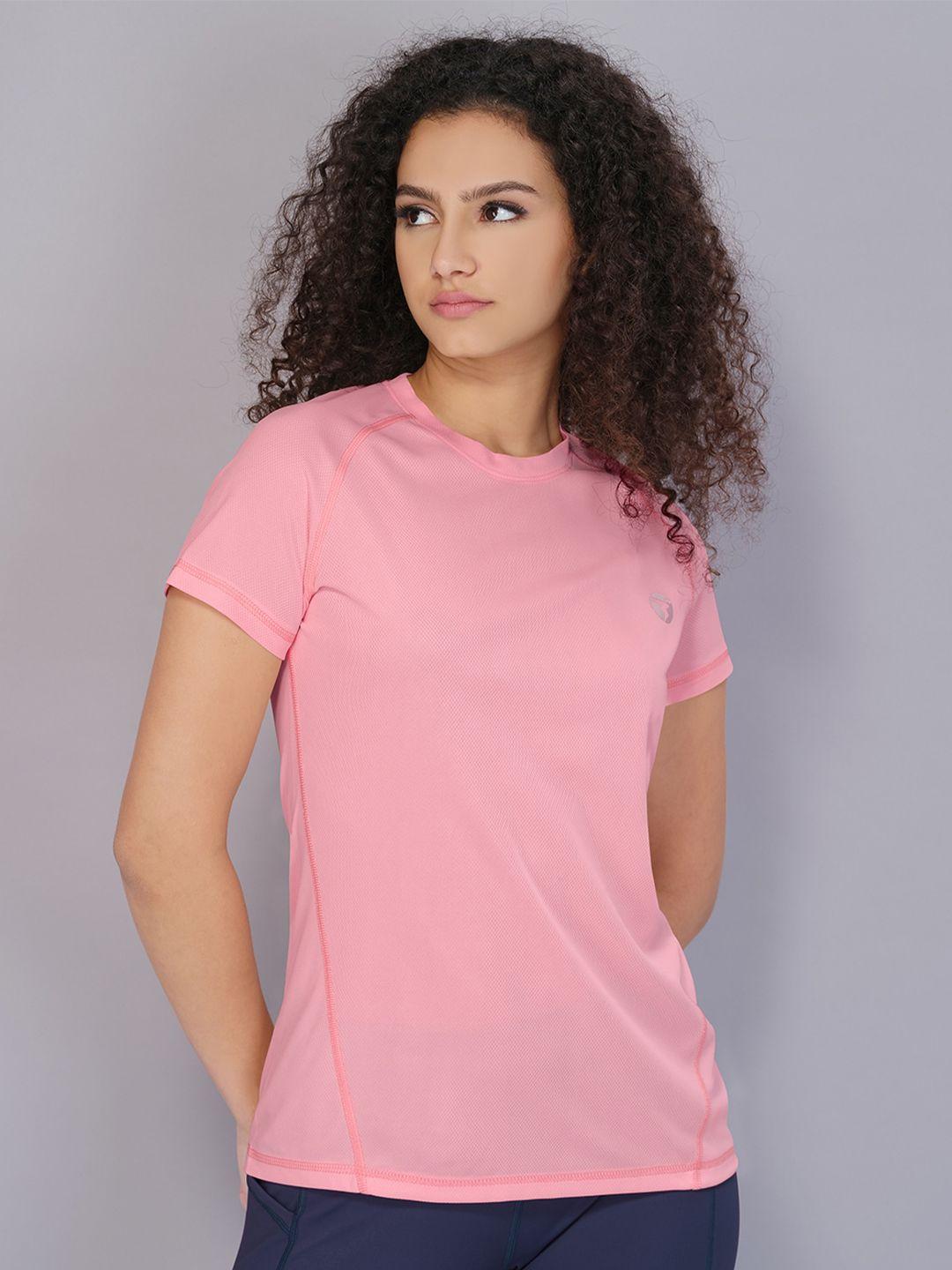 technosport women peach-coloured v-neck antimicrobial t-shirt