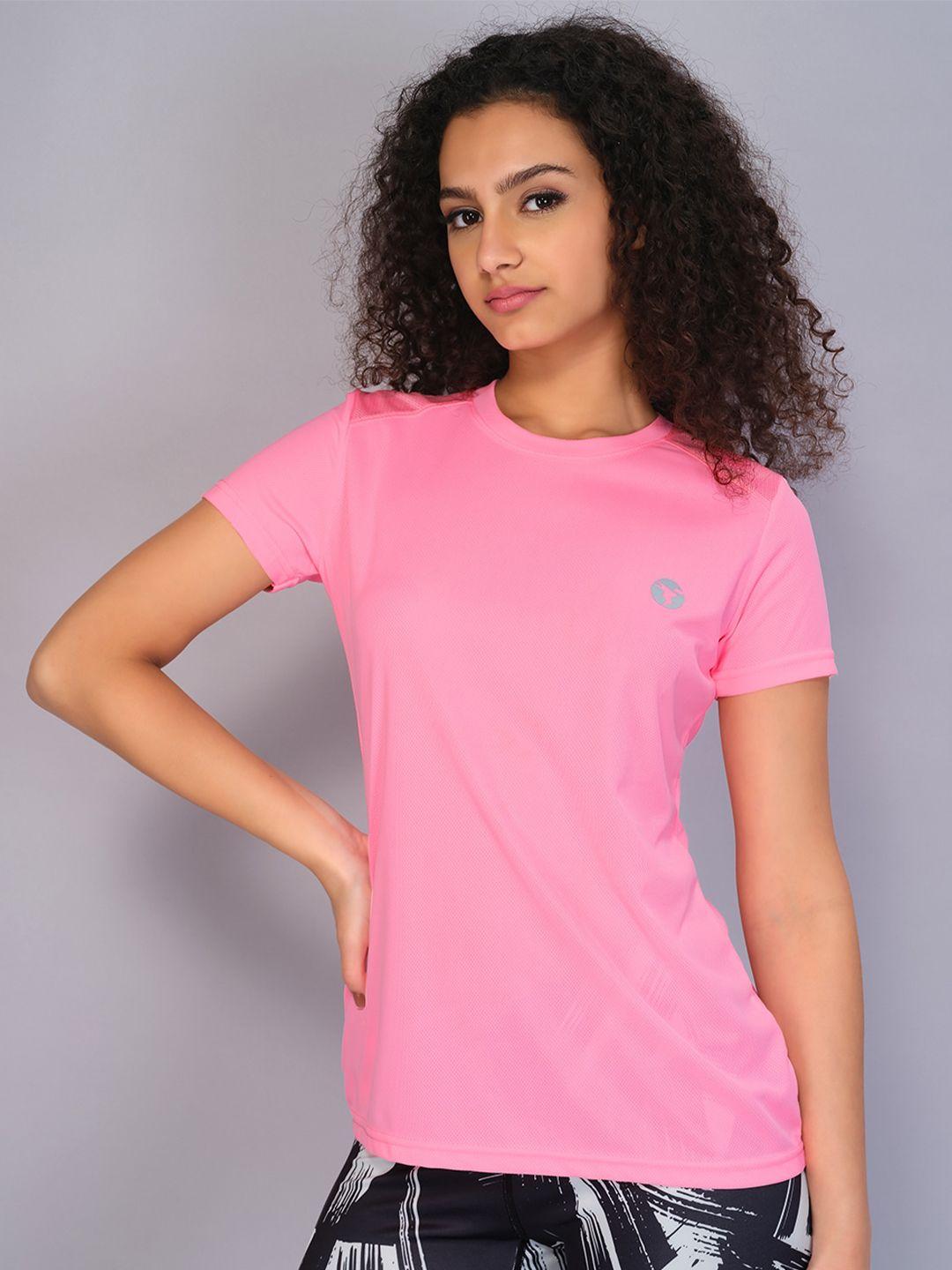 technosport women pink antimicrobial applique t-shirt