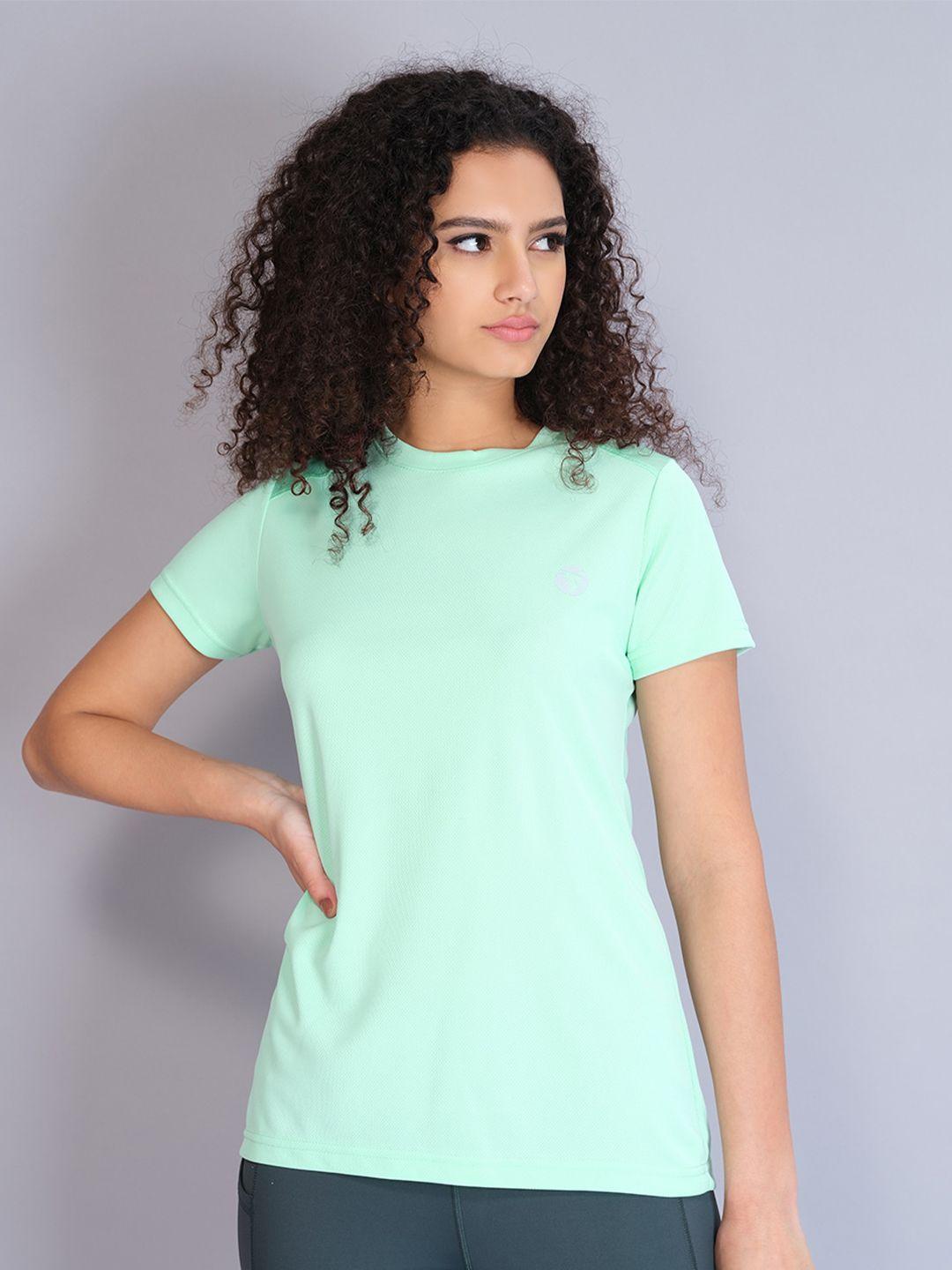 technosport women sea green v-neck antimicrobial t-shirt