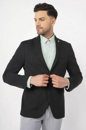 techpro collection stripes rayon slim fit men's casual wear blazer - black