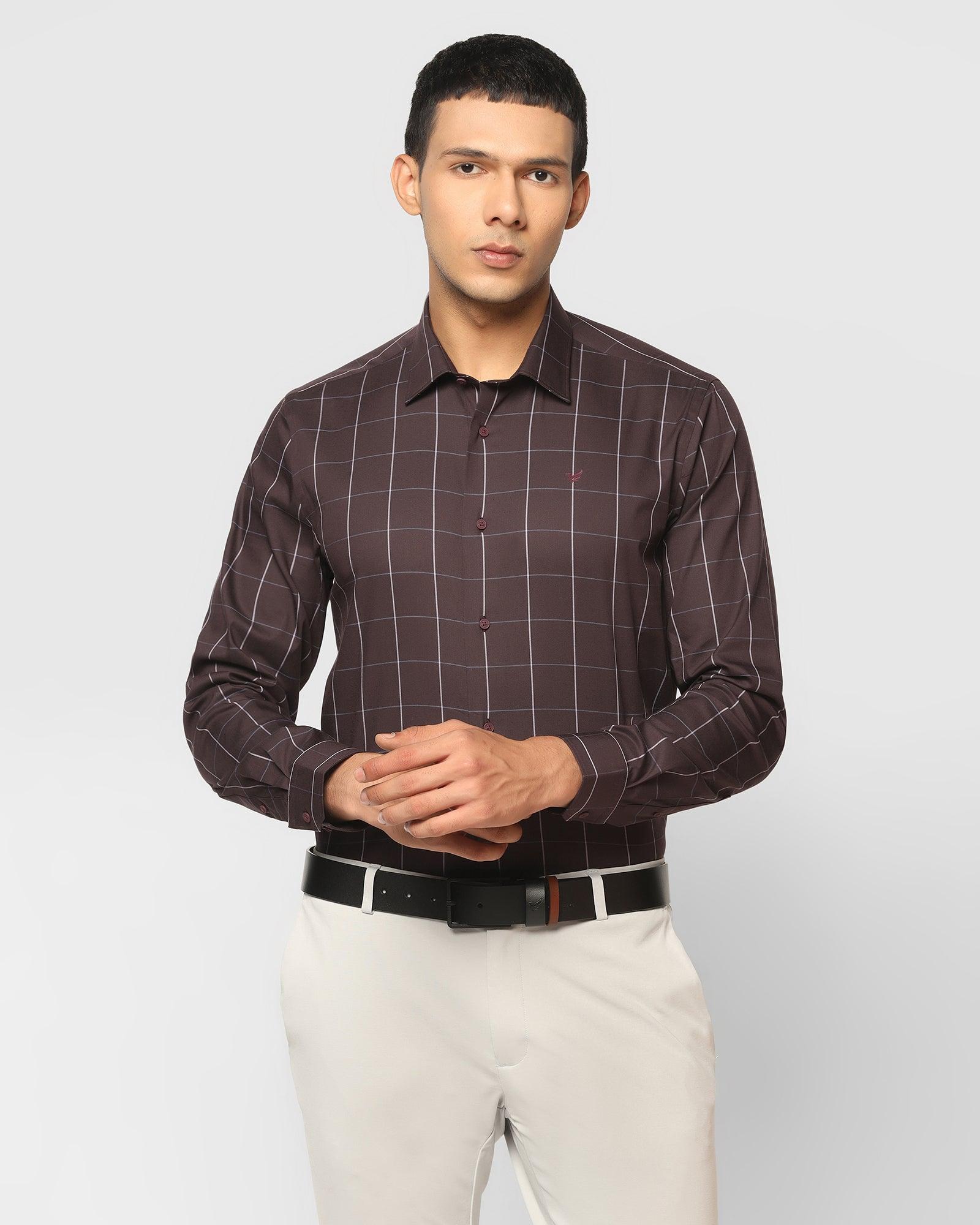 techpro check formal shirt in plum (digo)