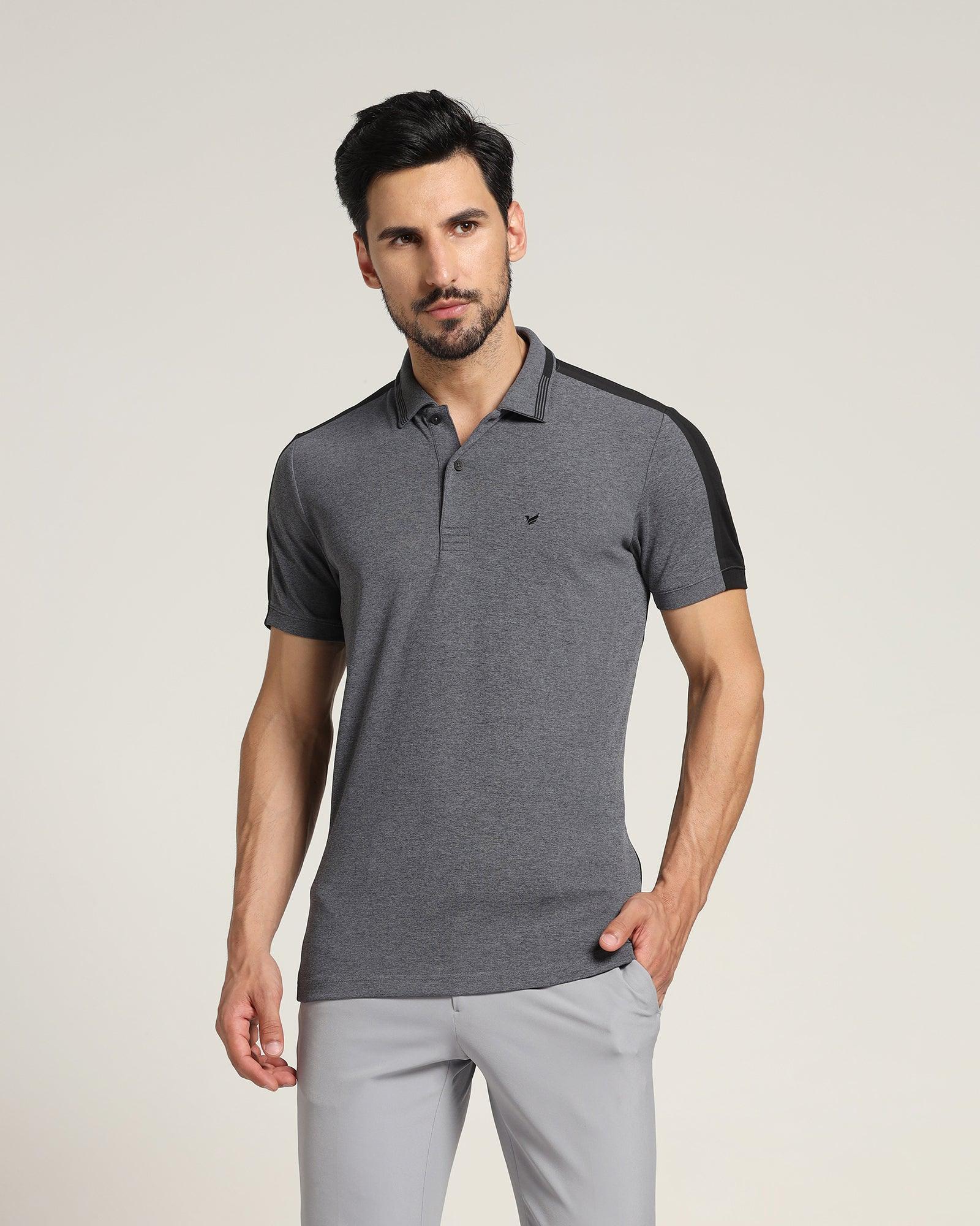 techpro textured polo t shirt in grey (itachi)