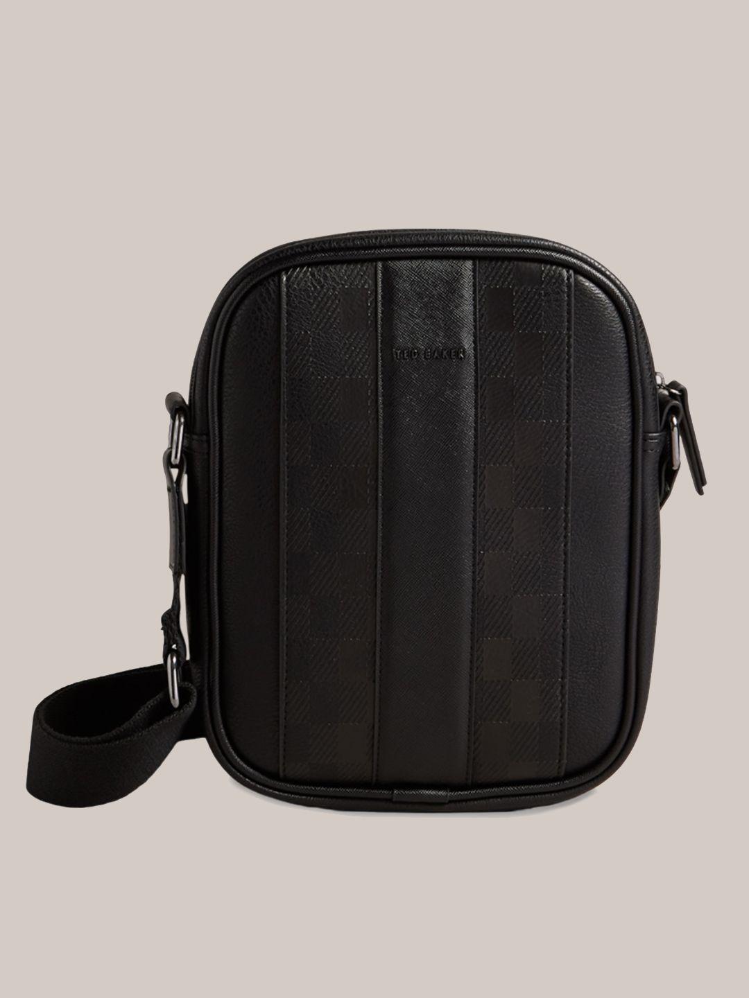 ted baker black textured pu oversized structured shoulder bag with tasselled
