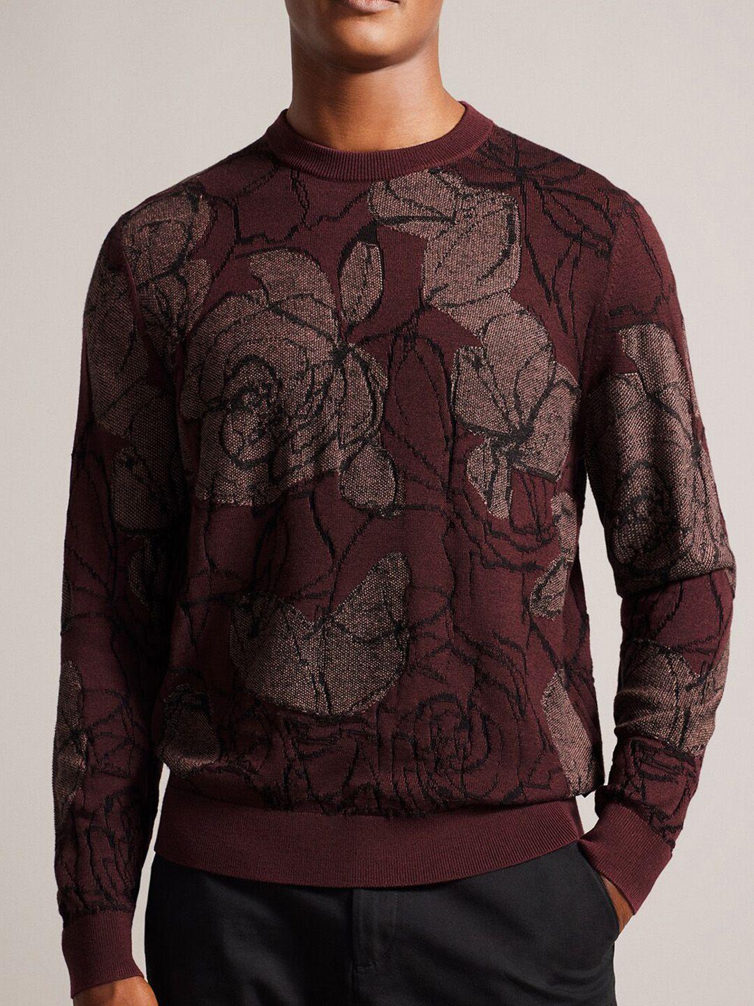 ted baker floral printed round neck long sleeves pullover sweaters