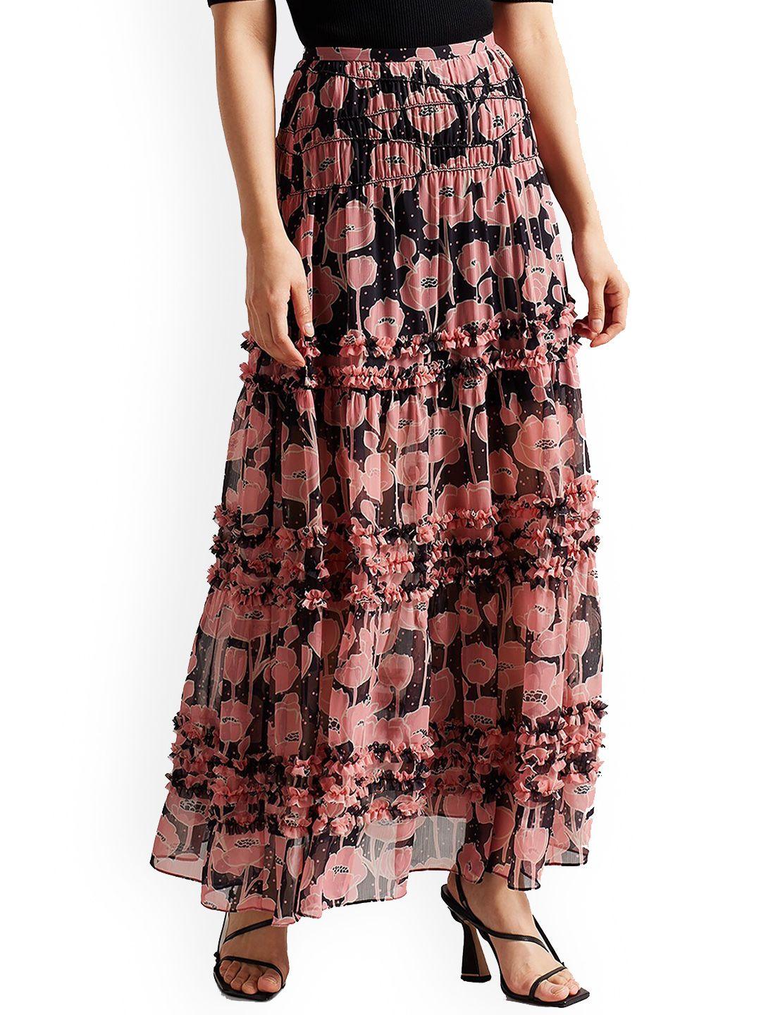 ted baker printed tiered maxi skirt