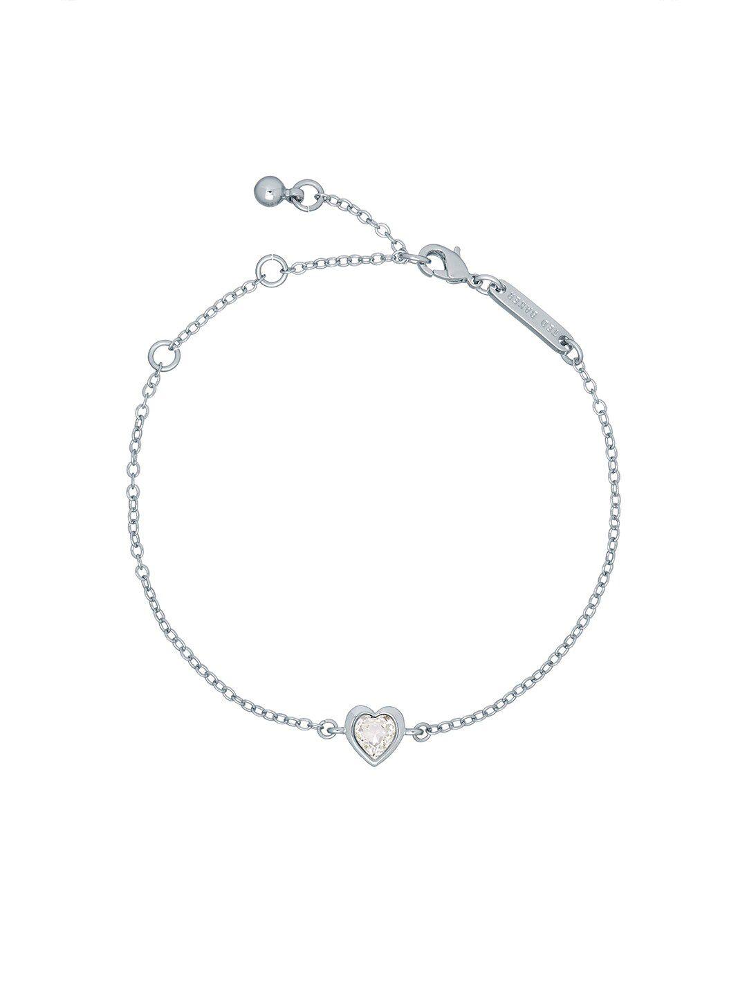 ted baker women crystal heart brass link bracelet