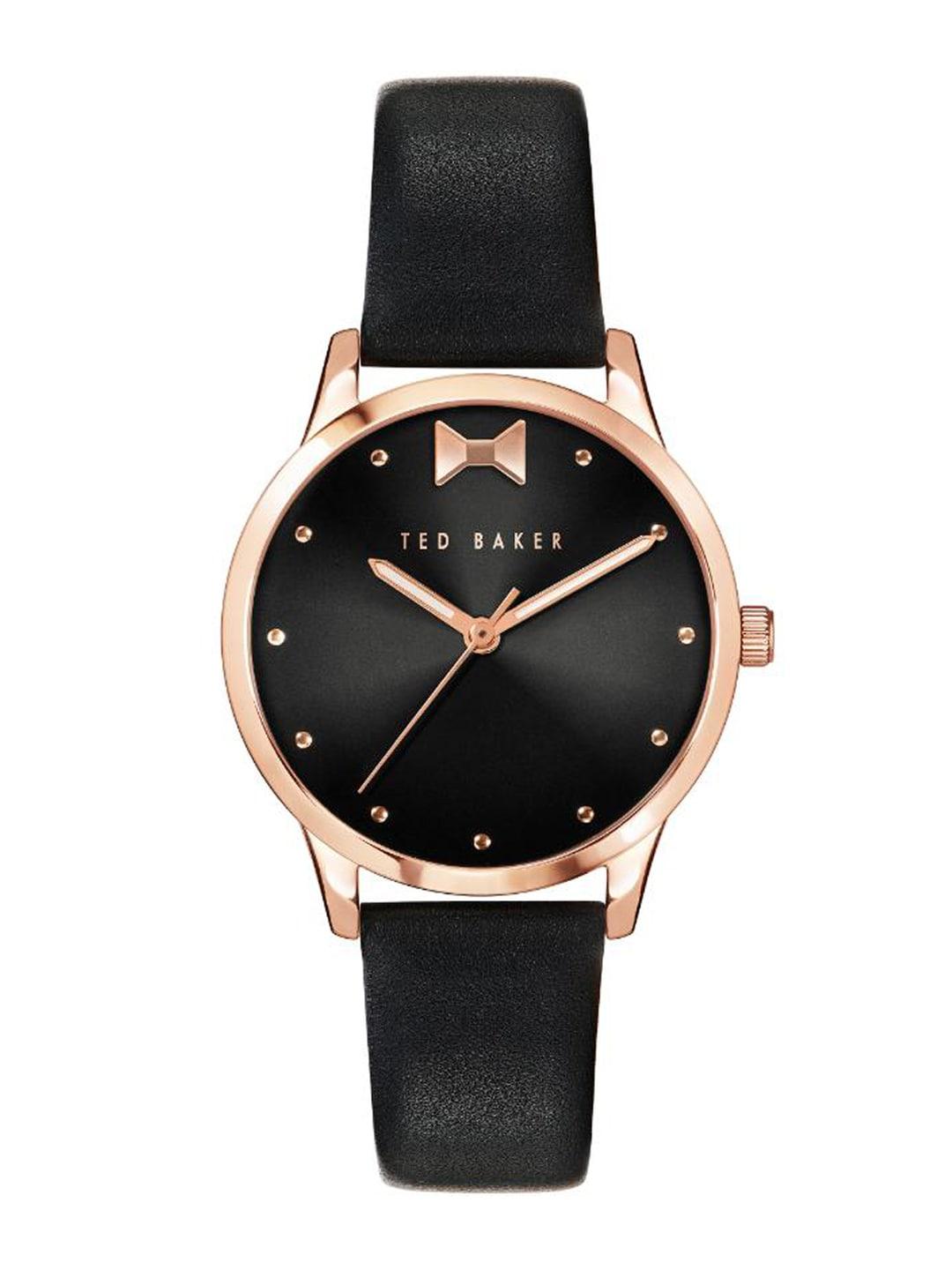 ted baker women embellished dial leather straps analogue watch