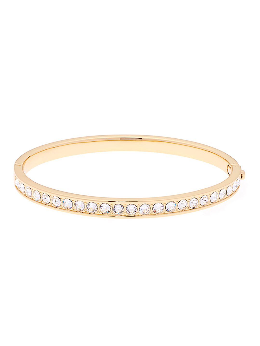 ted baker women gold-toned & white brass crystals bangle-style bracelet