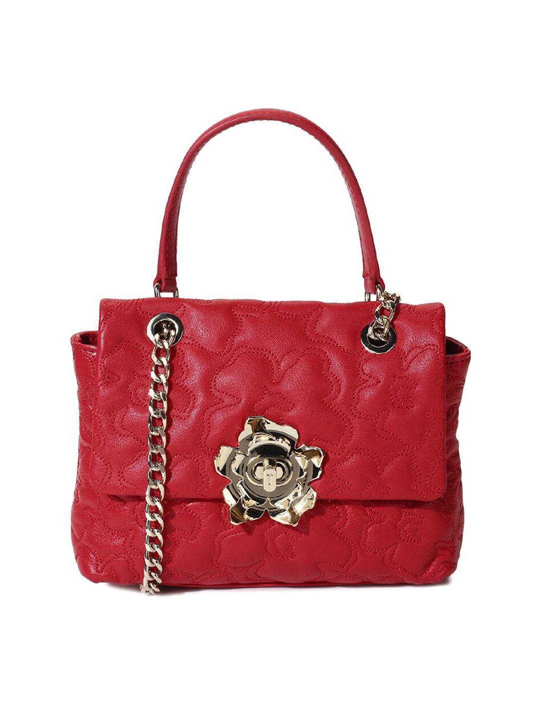 ted baker women red leather structured handheld bag
