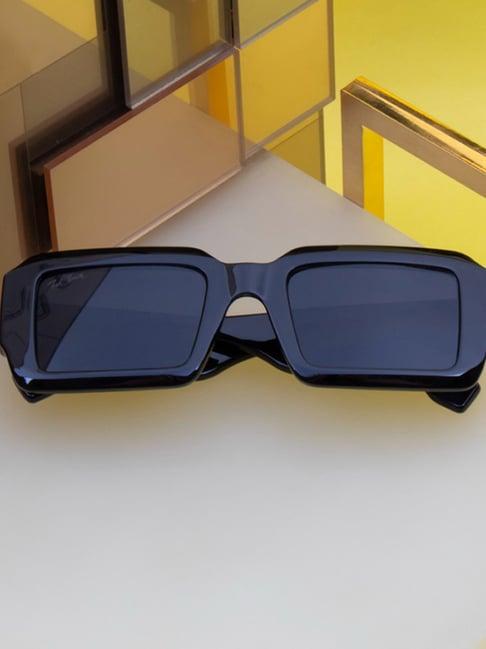 ted smith black square uv protection unisex sunglasses