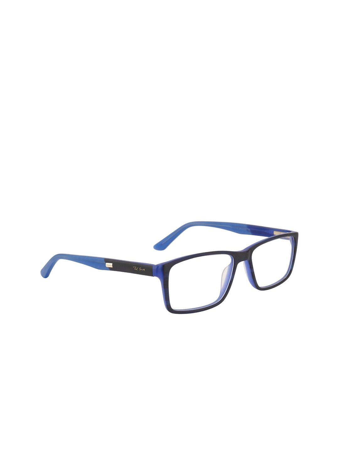 ted smith unisex blue & black colourblocked full rim rectangle frames eyeglasses